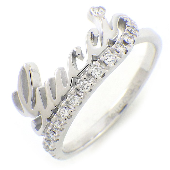 グッチ GUCCI リング ロゴ ダイヤモンド K18WG 10号 / #10 【中古】