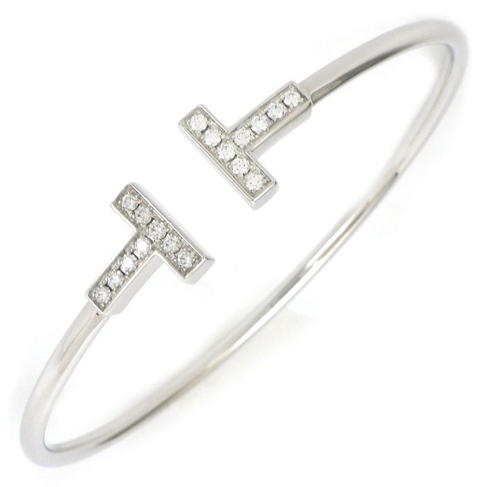 ティファニー Tiffany & Co. バングル Tワイヤー ミディアム 60010748 ダイヤモンド 計0.24ct K18WG 【中古】