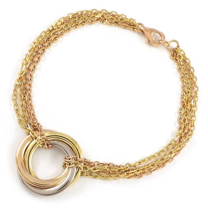 カルティエ Cartier ブレスレット トリニティ トリプル サークル クアドラプル 4連 チェーン スリーカラー K18PG K18WG K18YG 【中古】
