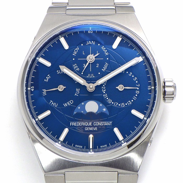 フレデリック・コンスタント FREDERIQUE CONSTANT 腕時計 ハイライフ パーペチュアルカレンダー マニュファクチュール FC-775N4NH6B ムーンフェイズ ネイビー文字盤 SS 自動巻き 【箱・保付き】 【中古】