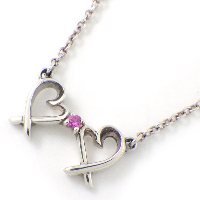 ティファニー Tiffany & Co. ネックレス ダブル ラヴィング ラビングハート 1ポイント ピンク サファイア SV925 【中古】