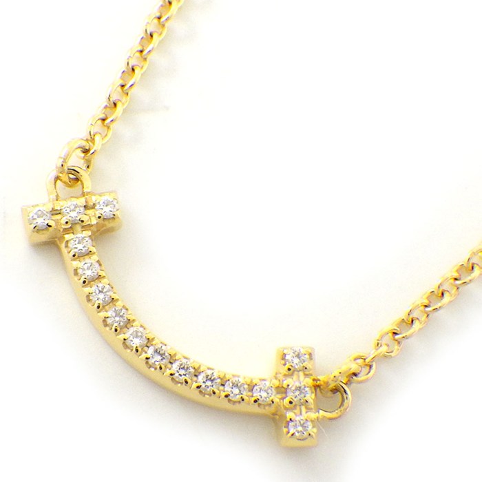 ティファニー Tiffany & Co. ネックレス Tスマイル ミニ マイクロ 62617683 ダイヤモンド 計0.03ct K18YG 【中古】