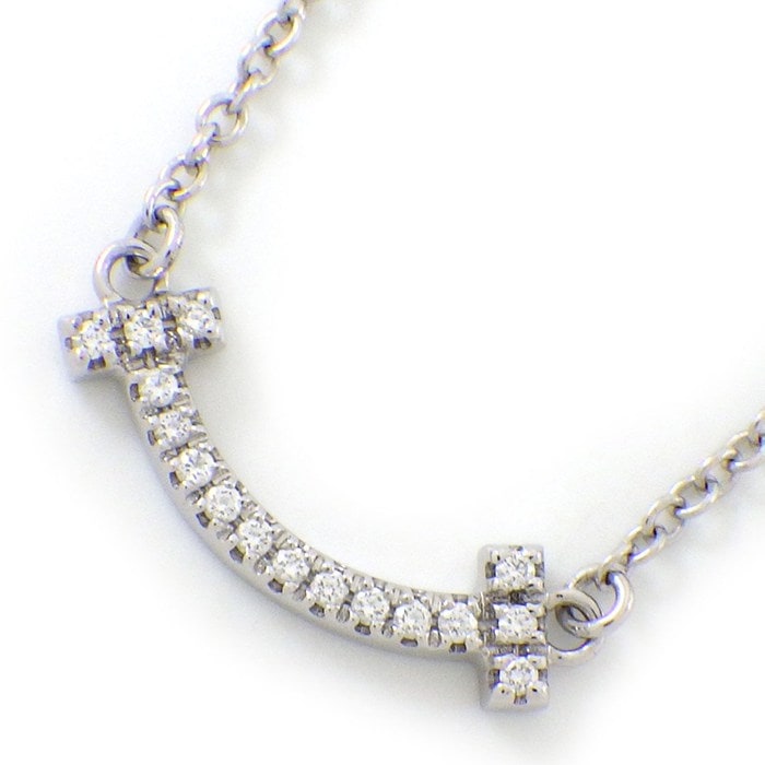 ティファニー Tiffany & Co. ネックレス Tスマイル ミニマイクロ 62617799 ダイヤモンド 計0.03ct K18WG 【中古】