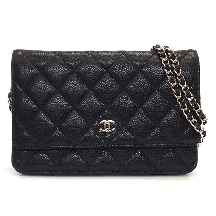 シャネル CHANEL ショルダーバッグ マトラッセ クラシック チェーンウォレット 2017年製 AP4241 ブラック グレインド カーフスキン シルバー金具 【中古】