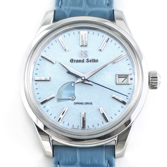 グランドセイコー Grand Seiko 腕時計 エレガンスコレクション SBGA407/9R65-0DJ0 デイト パワーリザーブ表示 雪白ブルー文字盤 SS ターコイズブルー カーフ レザーベルト スプリングドライブ 自動巻き 【中古】