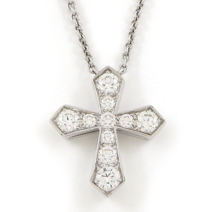 グラフ Graff GRAFF ネックレス トラペゾイド クロス 10ポイント ダイヤモンド 計0.48ct K18WG 【中古】