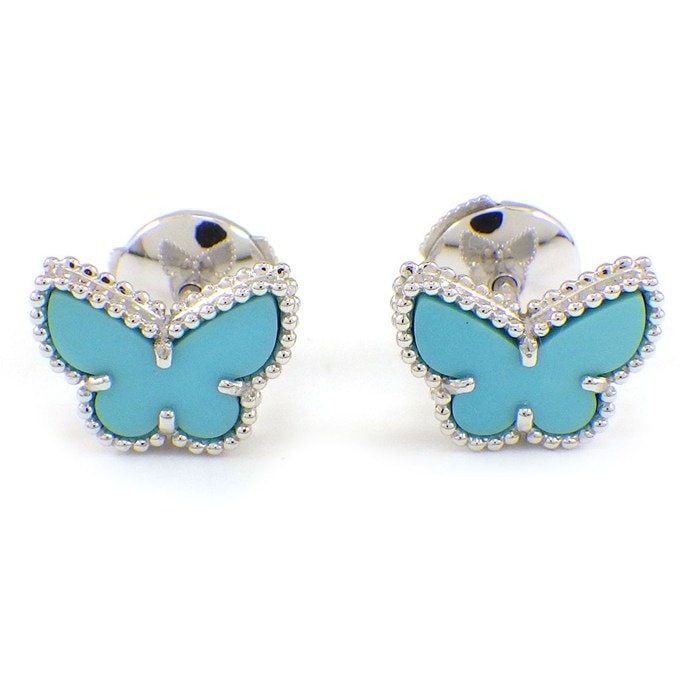 ヴァンクリーフ＆アーペル Van Cleef & Arpels ピアス スウィートアルハンブラ パピヨン VCARN5JN00 ターコイズ トルコ石 K18WG 【中古】
