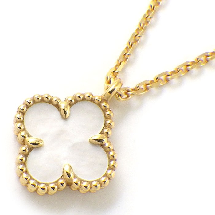 ヴァンクリーフ＆アーペル Van Cleef & Arpels ネックレス スウィートアルハンブラ VCARF69100 ホワイト シェル K18YG 【箱・保付き】 【中古】