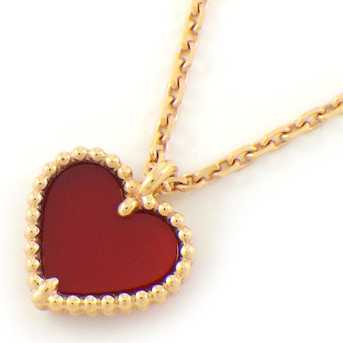 ヴァンクリーフ＆アーペル Van Cleef & Arpels ネックレス スウィートアルハンブラ ハート VCARN59N00 カーネリアン K18PG 【箱・保付き】 【中古】