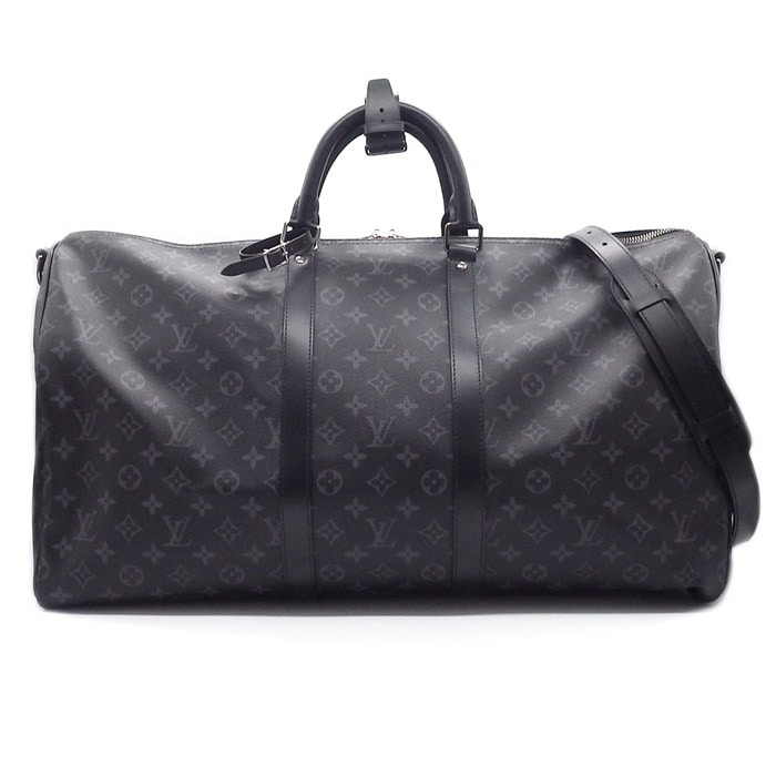 ルイ・ヴィトン Louis Vuitton ボストンバッグ キーポル バンドリエール 55 M40605 ブラック モノグラム エクリプス キャンバス レザー 【中古】