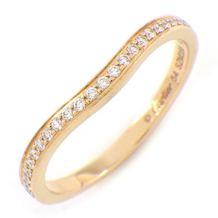カルティエ Cartier リング バレリーナ カーブ ウェディング B4098754 ハーフ エタニティ 27ポイント ダイヤモンド 計0.09ct K18PG 13.5号 / #54 【中古】