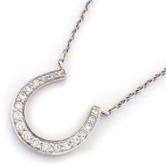 ティファニー Tiffany & Co. ネックレス ホースシュー パヴェ ダイヤモンド K18WG 【中古】