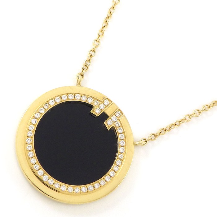 ティファニー Tiffany & Co. ネックレス T TWO Ｔ トゥー サークル オニキス ダイヤモンド K18YG 【中古】