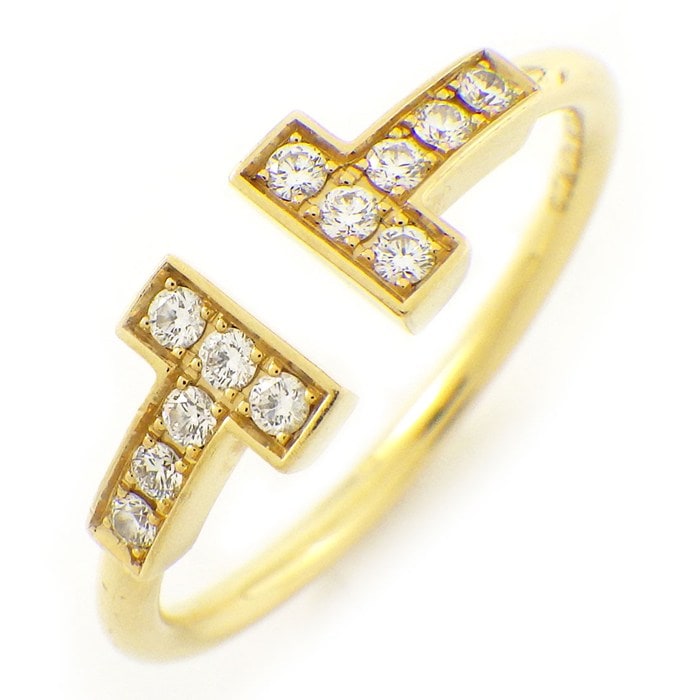 ティファニー Tiffany & Co. リング Tワイヤー 60147103 ダイヤモンド 計0.13ct K18YG 14号 【中古】