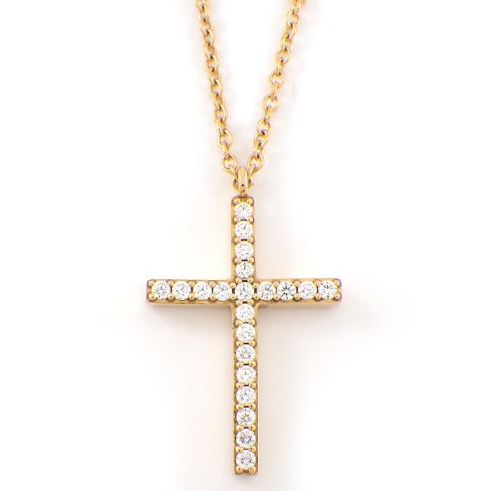 ティファニー Tiffany & Co. ネックレス メトロ クロス ダイヤモンド K18PG 【中古】