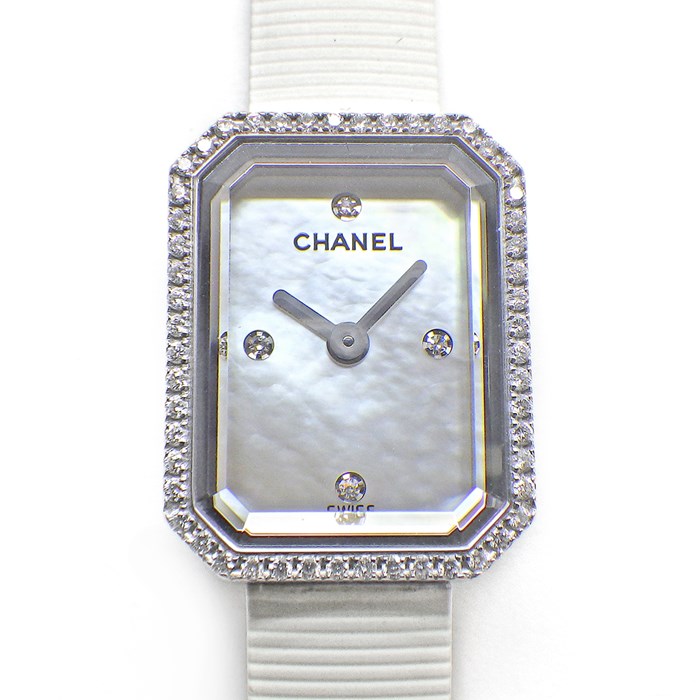 シャネル CHANEL 腕時計 プルミエール H2433 ダイヤベゼル 4ポイント ダイヤインデックス オクタゴナル ホワイトシェル文字盤 SS ホワイト ラバーベルト クオーツアナログ 【中古】