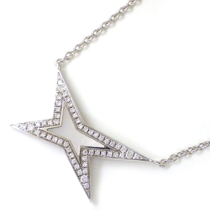 モーブッサン MAUBOUSSIN ネックレス エトワール ボーテ ホワイト シェル ダイヤモンド K18WG 【中古】