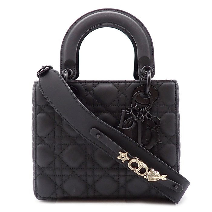ディオール Dior ハンドバッグ レディディオール MY ABC スモール M0538SLOI_M989 ブラック カナージュ ウルトラマット カーフスキン ブラック金具 【中古】