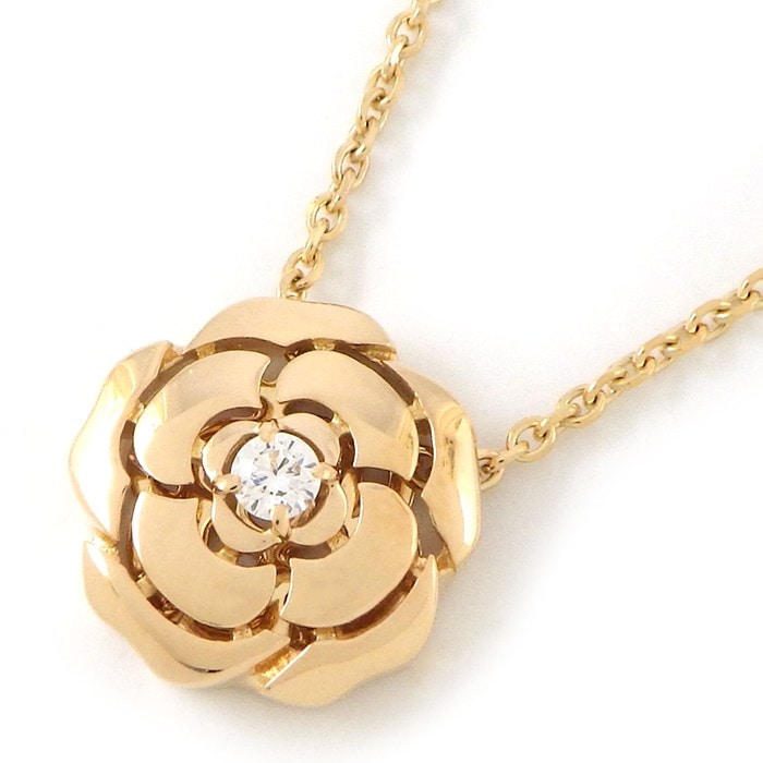 シャネル CHANEL ネックレス カメリア J11660 1ポイント ダイヤモンド 0.05ct K18PG 【中古】