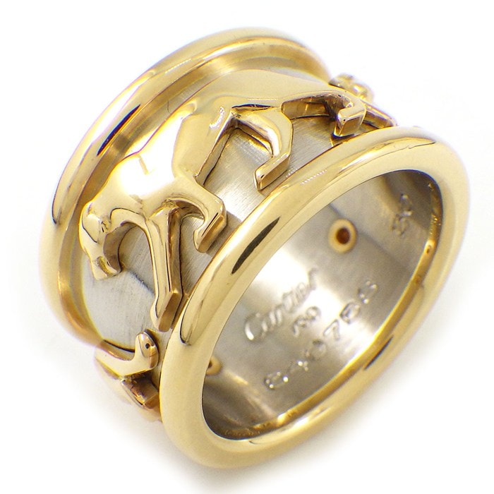 カルティエ Cartier リング マハンゴ パンサーモチーフ K18YG K18WG 9号 / #50 【中古】