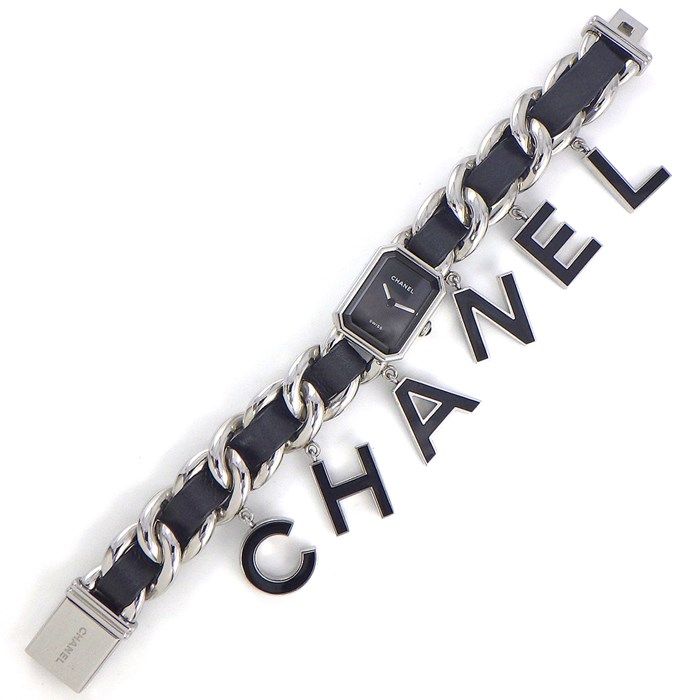 シャネル CHANEL 腕時計 プルミエール ウォンテッド H7471 2022年限定商品 ロゴチャーム オクタゴナル ブラック文字盤 SS レザー/チェーンブレス クオーツアナログ 【箱・保付き】 【中古】