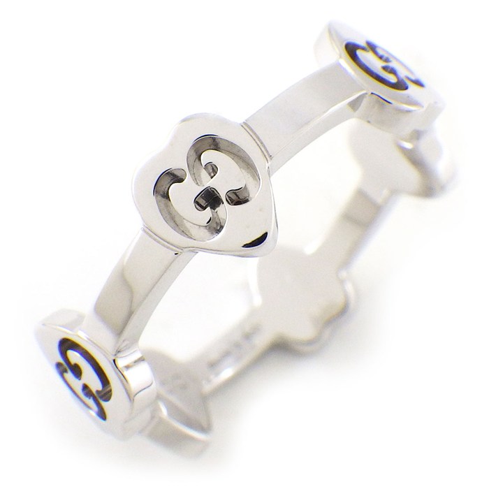  グッチ GUCCI リング アイコン ハートステーション GG ロゴ K18WG 10号 / #10 【中古】