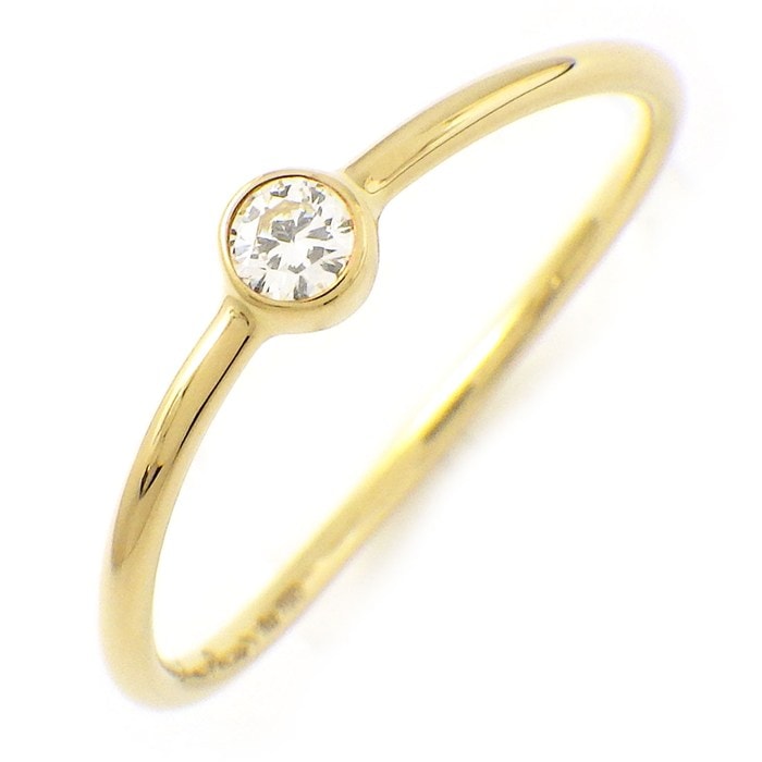 ティファニー Tiffany & Co. リング ウェーブ シングル ロウ 60016994 1ポイント ダイヤモンド 0.06ct K18YG 12.5号 【中古】