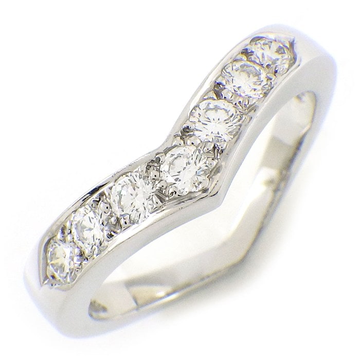 ティファニー Tiffany & Co. リング ソレスト Vバンド ハーフサークル エタニティ 7ポイント ダイヤモンド PT950 11号 【中古】