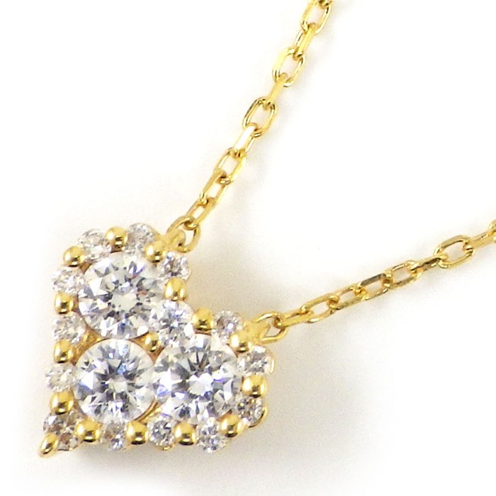 ヴァンドームアオヤマ Vendome Aoyama ネックレス ハート パヴェ ダイヤモンド 計0.30ct K18YG 【中古】