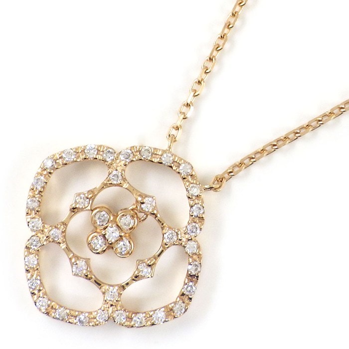 ヴァンドームアオヤマ Vendome Aoyama ネックレス フラワー ダイヤモンド 計0.20ct K18PG 【中古】