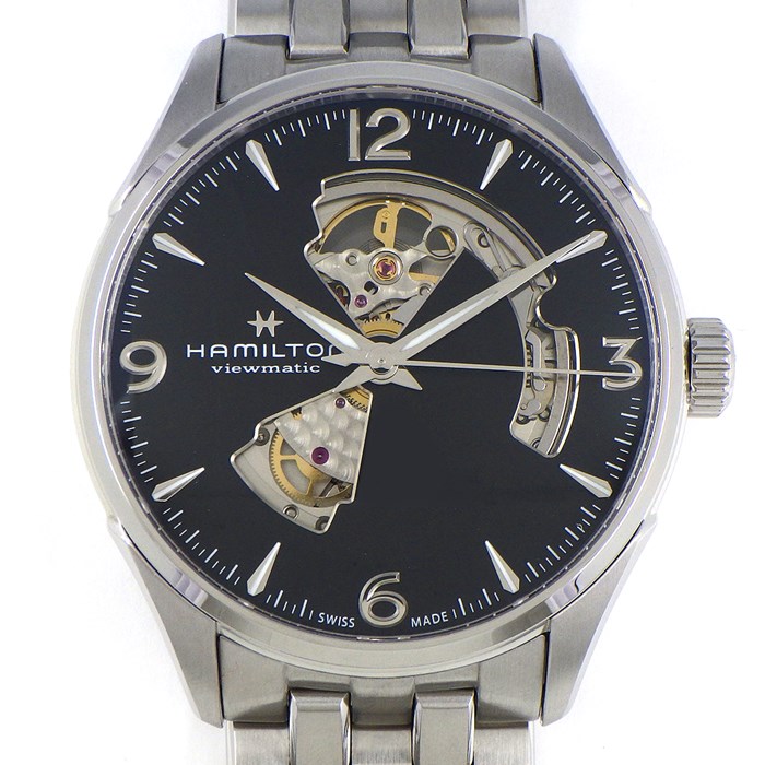 ハミルトン Hamilton 腕時計 ジャズマスター オープンハート H32705131 夜光インデックス 夜光針 裏スケ ブラック スケルトン文字盤 SS 自動巻き 【箱・保付き】 【中古】