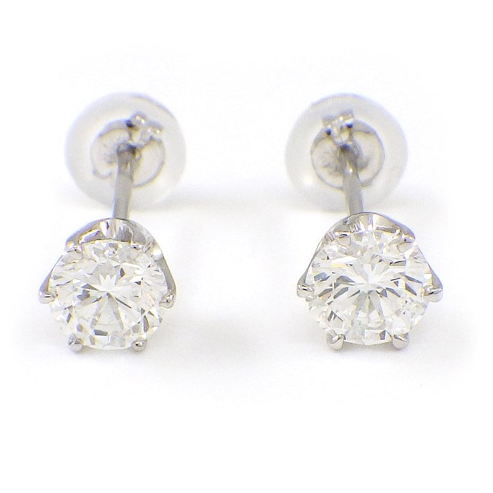 【ダイヤモンド】 ピアス ソリテール ソリティア スタッド ラウンド ダイヤモンド 0.326ct(F/VVS2/GD) / 0.339ct(F/VVS2/GD) PT900