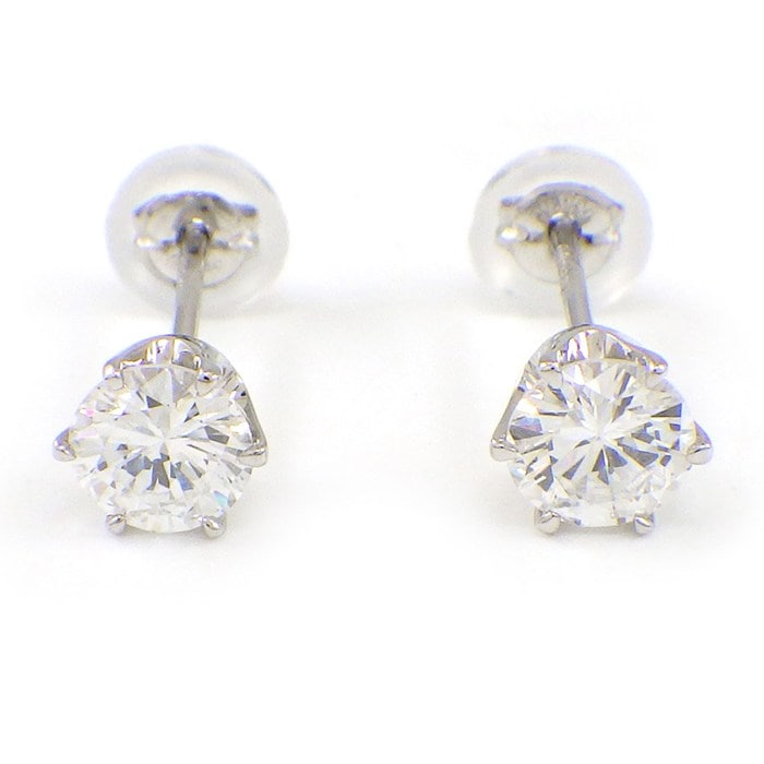 【ダイヤモンド】 ピアス ソリテール ソリティア スタッド ラウンド ダイヤモンド 0.316ct(E/VS1/Fair) / 0.316ct(F/VS1/Fair) PT900