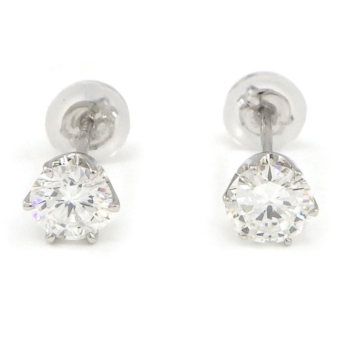 【ダイヤモンド】 ピアス ソリテール ソリティア スタッド ラウンド ダイヤモンド 0.304ct(F/VS1/GD) / 0.319ct(F/VS1/GD) PT900