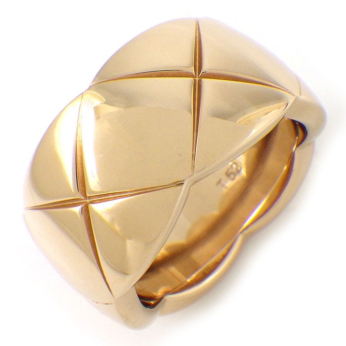 シャネル CHANEL リング ココクラッシュ ラージ J10818 マトラッセ キルティング K18BG 12号 / #52 【中古】