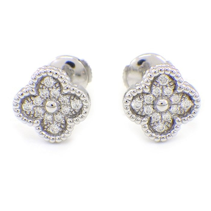 ヴァンクリーフ＆アーペル Van Cleef & Arpels ピアス スウィートアルハンブラ VCARO85500 24ポイント ダイヤモンド 計0.16ct K18WG 【箱・保付き】 【中古】