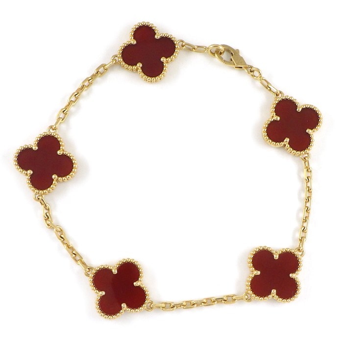 ヴァンクリーフ＆アーペル Van Cleef & Arpels ブレスレット ヴィンテージアルハンブラ 5モチーフ VCARD35500 カーネリアン K18YG 【中古】