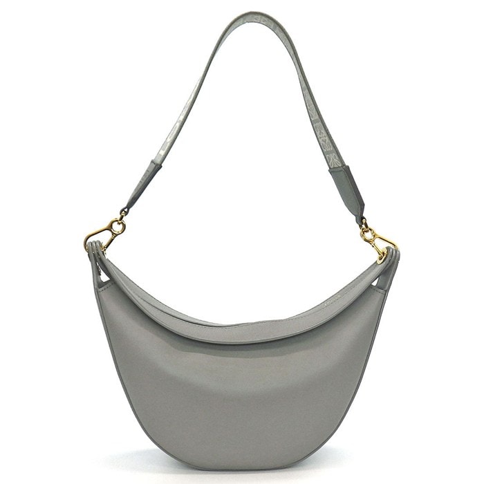 ロエベ LOEWE ショルダーバッグ・ホーボーバッグ ルナ スモール A923PL9X07 アッシュグレー サテンカーフスキン ゴールド金具 【中古】