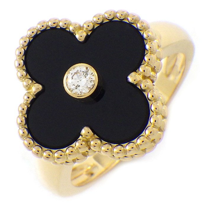 ヴァンクリーフ＆アーペル Van Cleef & Arpels リング ヴィンテージアルハンブラ VCARA41000 オニキス 1ポイント ダイヤモンド 0.05ct K18YG 12号 / #52 【中古】
