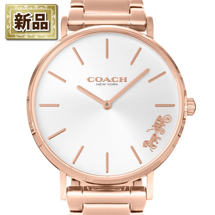 【新品】コーチ Coach 腕時計 ペリー 14503576 ピンクゴールド 馬車 サンレイ シルバー文字盤 SS クオーツアナログ