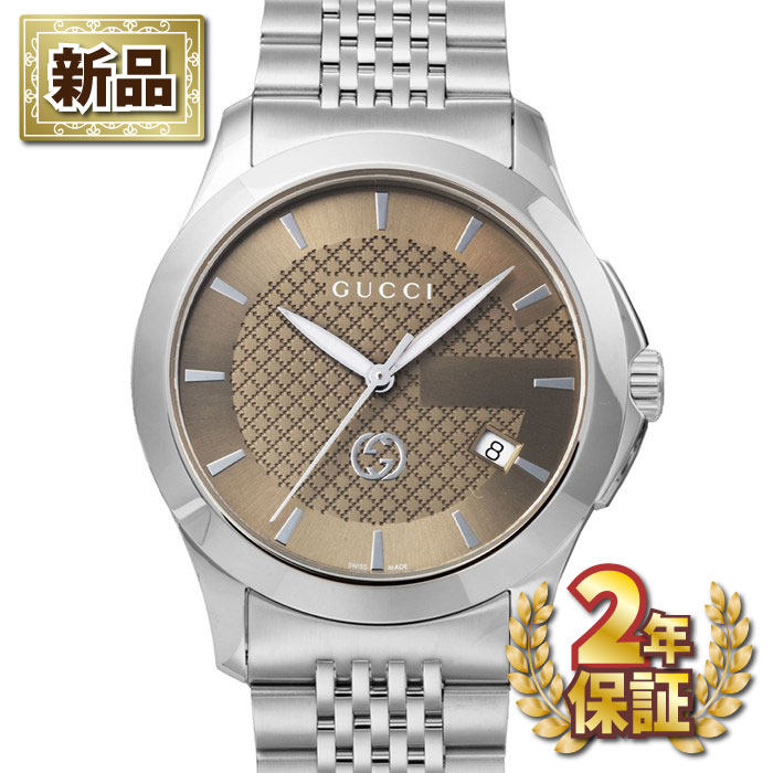 【新品・2年保証】グッチ GUCCI 腕時計 Gタイムレス YA1265007 ブラウン文字盤 SS クオーツアナログ 【箱・保付き】