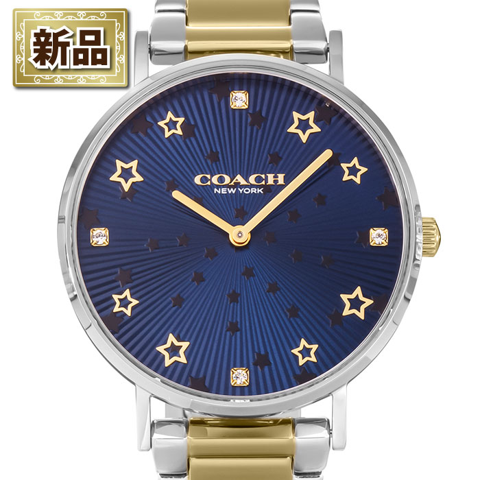 【新品】コーチ Coach 腕時計 ペリー 14503523 スター ラインストーンインデックス サンレイ ソレイユ ギョーシェ ネイビー文字盤 SS クオーツアナログ