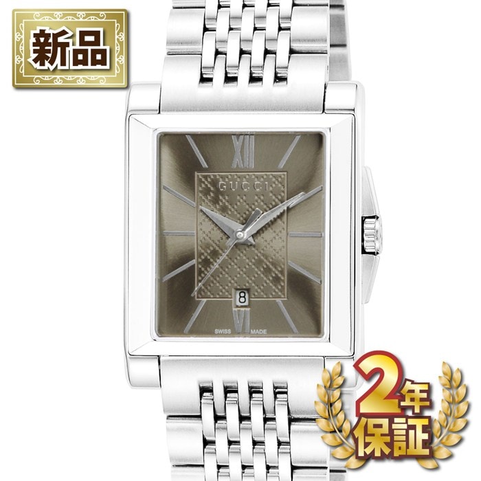 【新品・2年保証】グッチ GUCCI 腕時計 Gタイムレス YA138504 レクタングル サンレイ ブラウン文字盤 デイト SS クオーツアナログ 【箱・保付き】