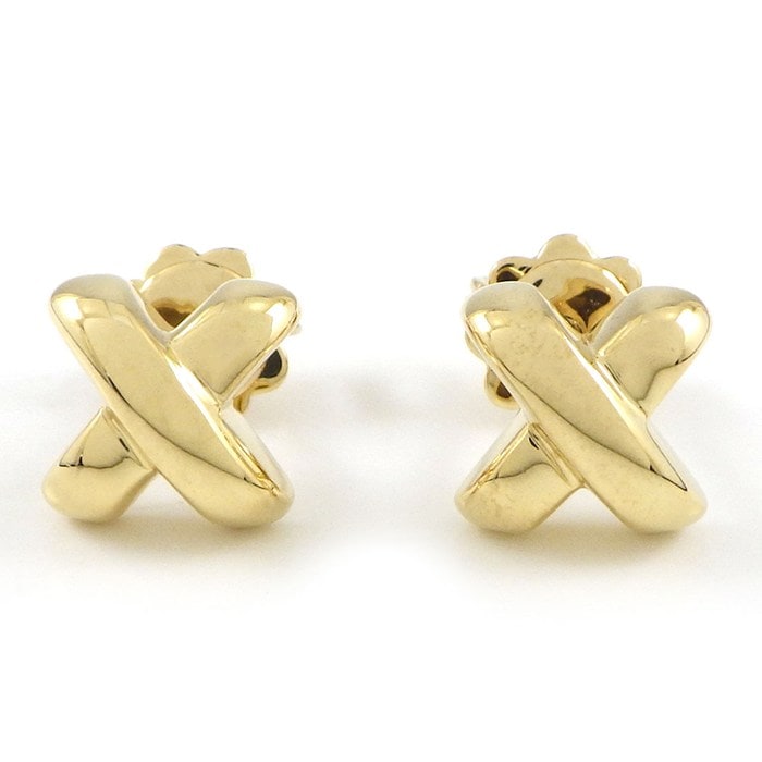 ティファニー Tiffany & Co. ピアス クロスステッチ K18YG 【中古】