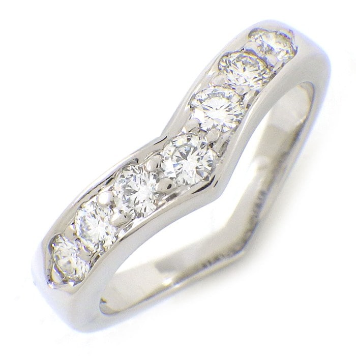 ティファニー Tiffany & Co. リング ソレスト Vバンド ハーフサークル エタニティ 7ポイント ダイヤモンド PT950 9.5号 【中古】