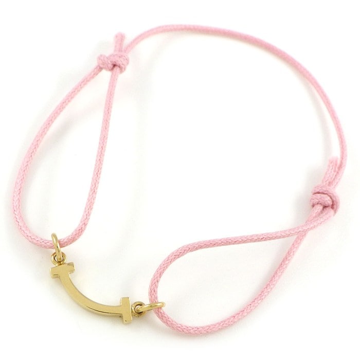 ティファニー Tiffany & Co. ブレスレット T スマイル ミニ マイクロ チャリティ 71394107 REPREVE Our Ocean K18YG ピンク コード 【中古】