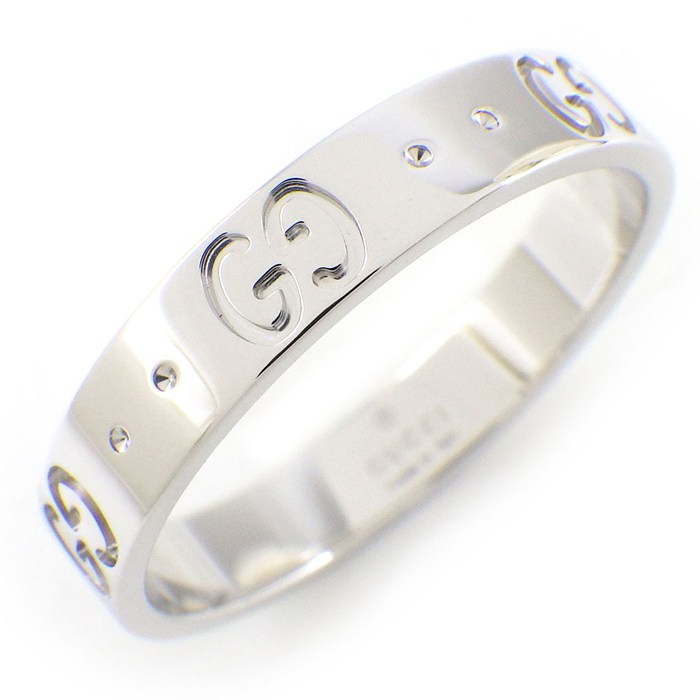 グッチ GUCCI リング アイコン スリム 660070 J8502 9000 インターロッキングG ロゴ K18WG 19号 【中古】
