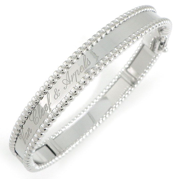 ヴァンクリーフ＆アーペル Van Cleef & Arpels バングル ペルレ シニアチュール ミディアムモデル VCARP3K800 シグネチャー ロゴ K18WG / #XS 【中古】