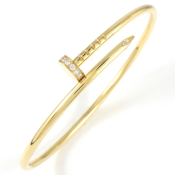 カルティエ Cartier バングル ジュストアンクル スモールモデル SM B6066117 釘モチーフ 20ポイント ダイヤモンド 0.18ct K18YG / #17 【箱・保付き】 【中古】