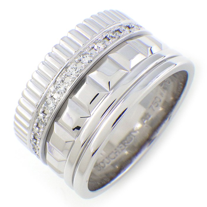 ブシュロン BOUCHERON リング キャトル ラディアント ラージ JRG01986 26 Place Vendome Edition フルパヴェ ダイヤモンド K18WG 20.5号 / #61 【箱・保付き】 【中古】